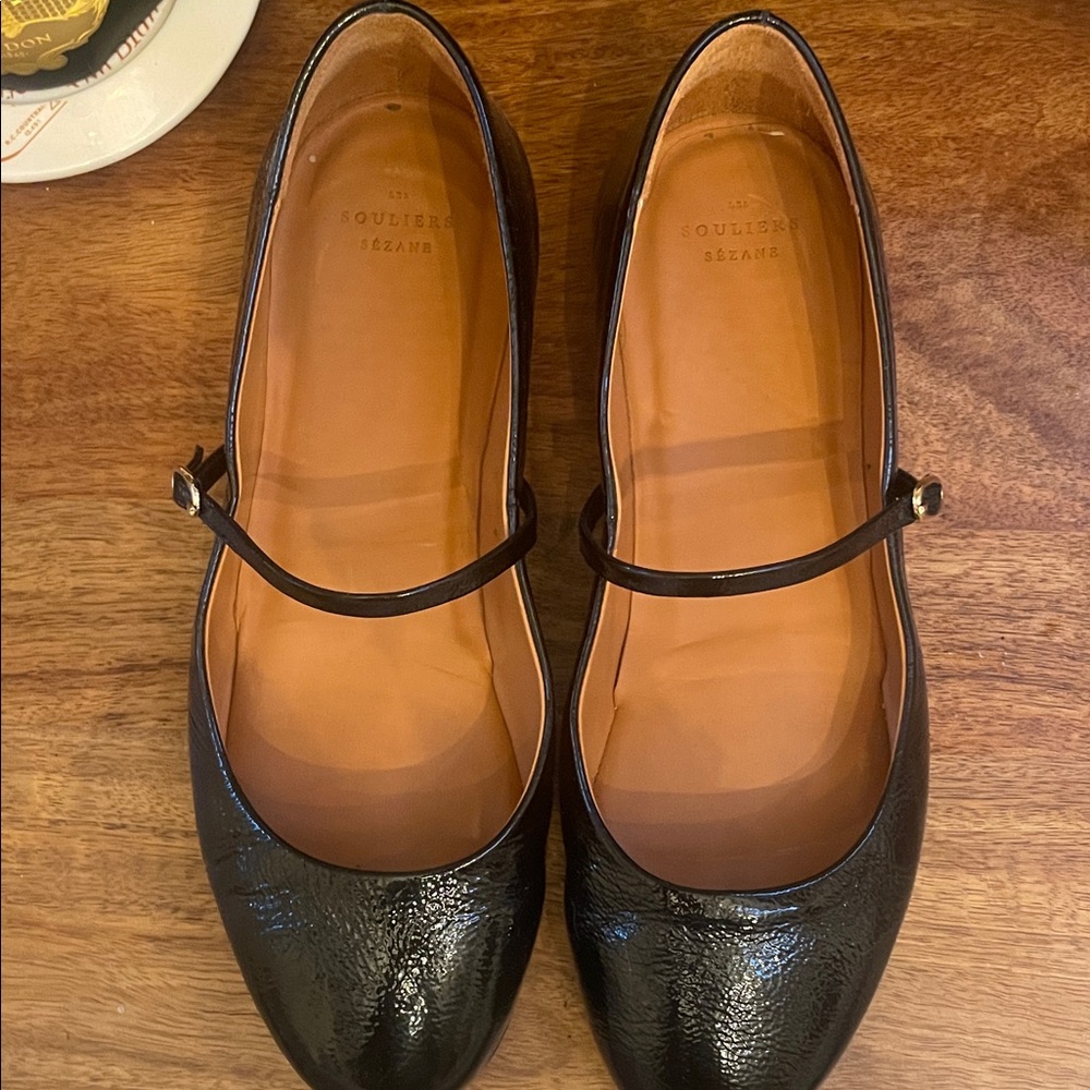 Sezane Black Mary Jane Flats